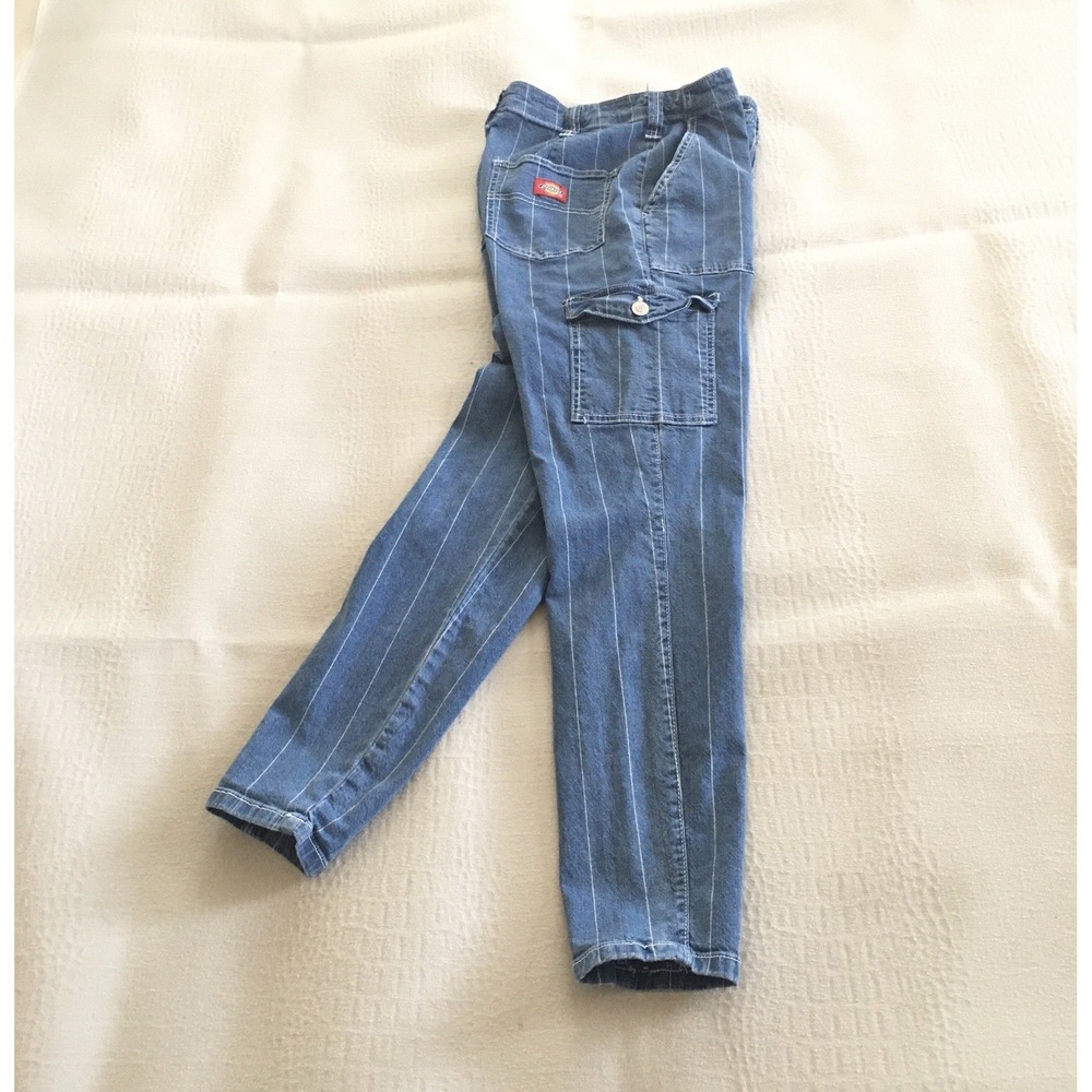 Dickies Cargo Carpenter Jeans Women's Size 5/27 Stretch Denim Striped Work Pants